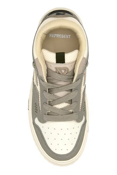 Represent Mens Grey Rmx Embossed-branding Leather Low-top Trainers Eur 40 / 6 Uk