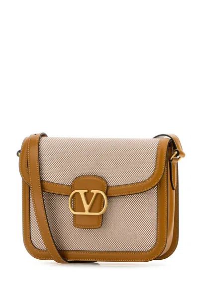 Valentino Garavani Men Two-tone Canvas And Leather 9to5 Shoulder Bag In Beige