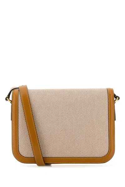 Valentino Garavani Men Two-tone Canvas And Leather 9to5 Shoulder Bag In Beige