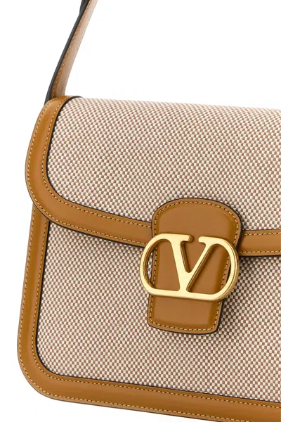 Valentino Garavani Men Two-tone Canvas And Leather 9to5 Shoulder Bag In Beige