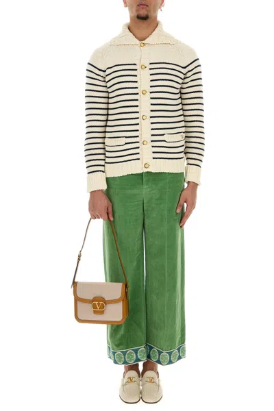 Valentino Garavani Men Two-tone Canvas And Leather 9to5 Shoulder Bag In Beige