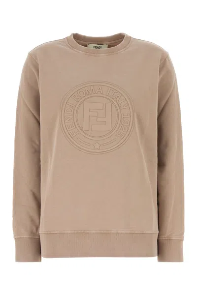 Fendi Cappuccino Cotton Oversize Sweatshirt In Nude