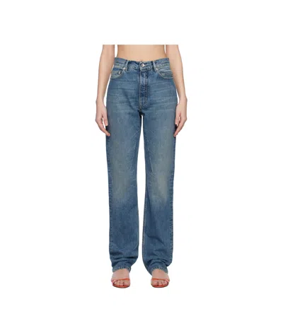 Rick Owens Drkshdw Blue Hollywood Granbury Jeans In 06 Washed Indigo