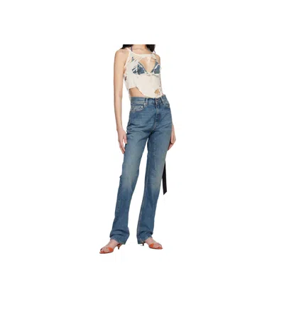 Rick Owens Drkshdw Blue Hollywood Granbury Jeans In 06 Washed Indigo