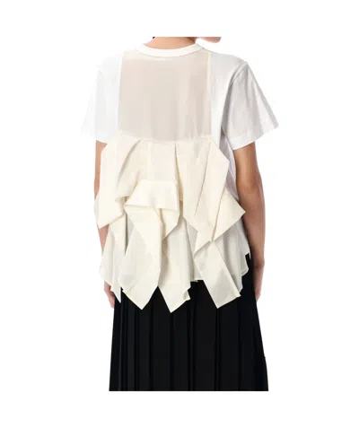 Sacai T-shirt With Voile Back Insert In White