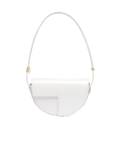 Patou Small Leather Shoulder Bag In White