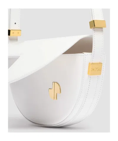 Patou Small Leather Shoulder Bag In White