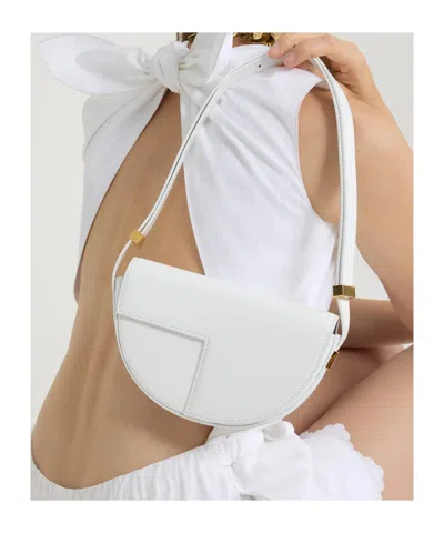 Patou Small Leather Shoulder Bag In White