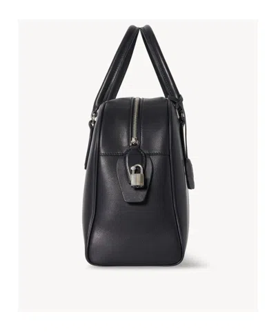 The Row India Medium Leather Tote Bag In Black