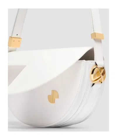 Patou Small Leather Shoulder Bag In White