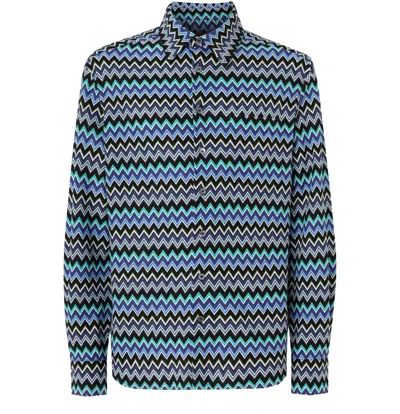 Missoni Zick-zack-hemd Aus Baumwolle Mit Brusttasche In Multicolor