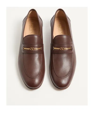 Valentino Garavani Vlogo Signature Leather Loafer In Brown