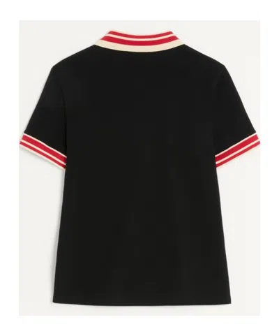 Valentino Cotton Piqué Polo Shirt With Vlogo Patch In Black