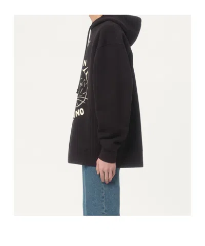 Valentino Jersey Felpa Le Chat De La Maison In Black