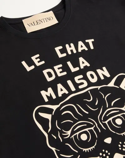 Valentino Chat De La Maison Cotton T-shirt In Black