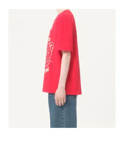Valentino T-shirt With Chat De La Maison Print In Red