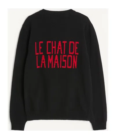 Valentino Wool Cotton Chat De La Maison Sweater In Black