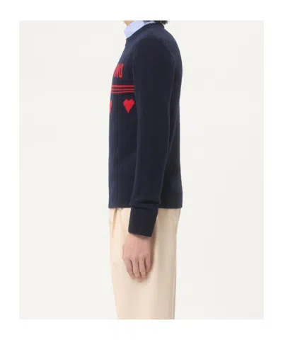 Valentino Wool Sweater Heart Motif In Black