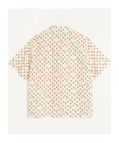 Valentino Cherryfic Camp Collar Cotton Shirt In Neutral