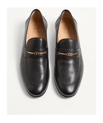 Valentino Garavani Vlogo Signautre Leather Loafers In Black