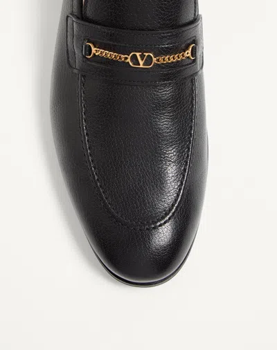 Valentino Garavani Vlogo Signautre Leather Loafers In Black