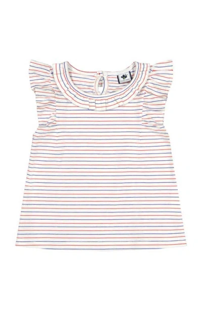 Busy Bees Colette Flutter Sleeve Top Red White Blue Stripe In Red White Blue Stripe