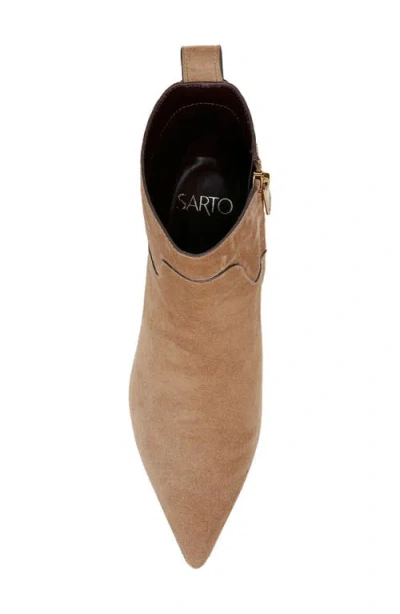 Sarto By Franco Sarto Mala Pointed Toe Kitten Heel Bootie In Taupe