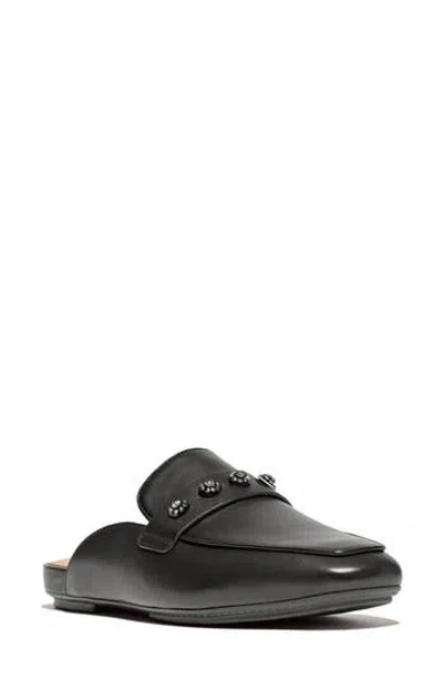 Fitflop Delicato Crystal Cluster Leather Mule In Black