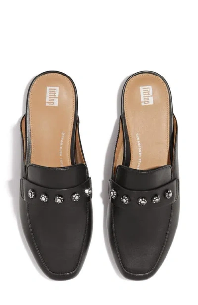 Fitflop Delicato Crystal Cluster Leather Mule In Black