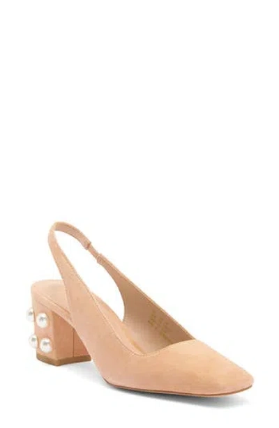 Stuart Weitzman Jute 60 Block Heel Slingback Pump In Golden Beige