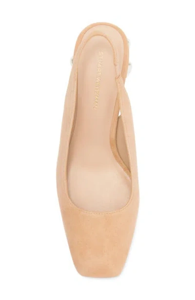 Stuart Weitzman Jute 60 Block Heel Slingback Pump In Golden Beige