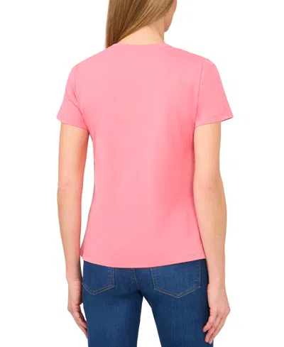 Cece Women's Cotton Butterfly-gem Short-sleeve Tee In Confetti Pink