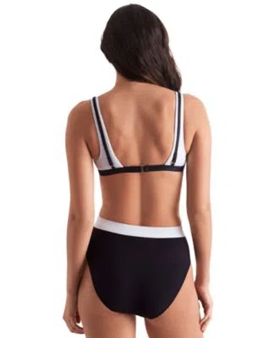 Mimi Flamingo Drift Contrast Swim Top In Black,white
