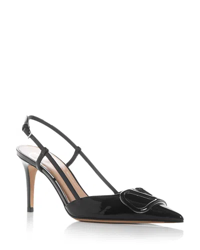 Valentino Vlogo Signature Leather Slingback Pump In Black