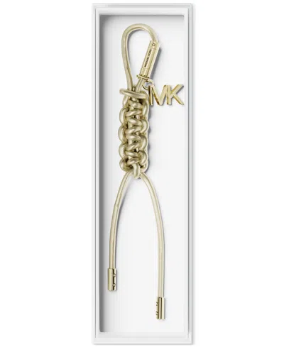 Michael Kors Gold-tone And Metallic Braided Cord Bag Charm In Pale Gold