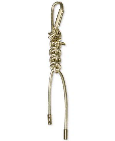 Michael Kors Gold-tone And Metallic Braided Cord Bag Charm In Pale Gold