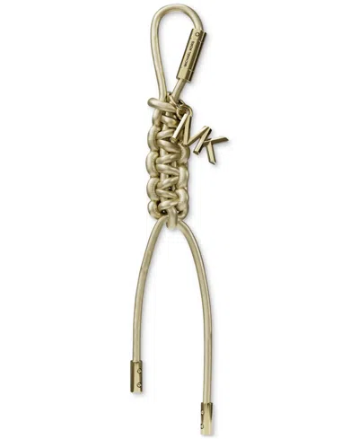 Michael Kors Gold-tone And Metallic Braided Cord Bag Charm In Pale Gold