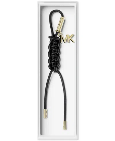 Michael Kors Gold-tone And Braided Cord Bag Charm In Black