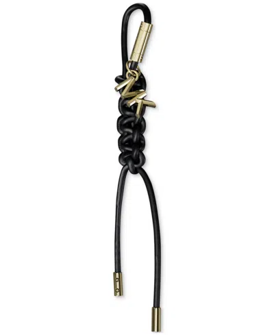 Michael Kors Gold-tone And Braided Cord Bag Charm In Black