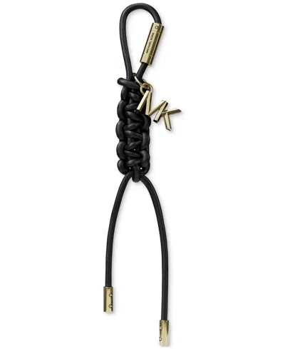 Michael Kors Gold-tone And Braided Cord Bag Charm In Black