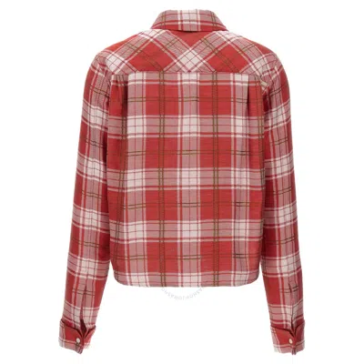 Loewe Check Pattern Long-sleeved Shirt In Red