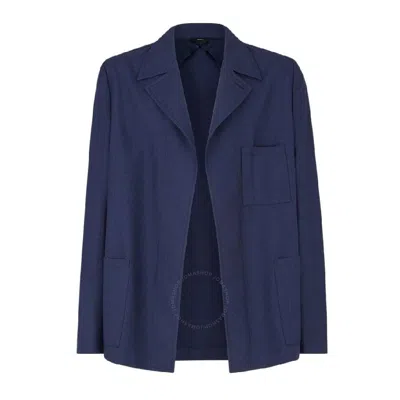 Fendi Single-breasted Jacket With No Visible External Buttons In Blue