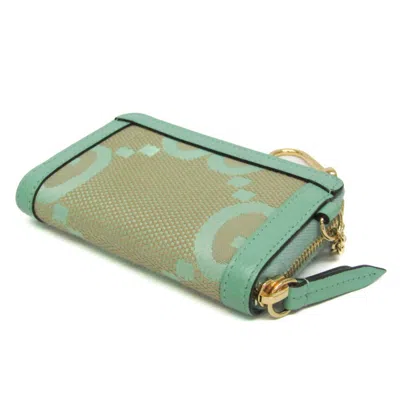 Pre-owned Gucci Gg Jumbo Green Canvas Wallet  ()