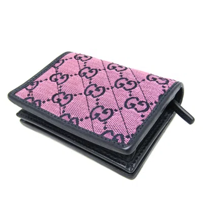 Pre-owned Gucci Marmont Pink Canvas Wallet  ()