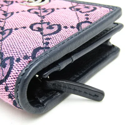 Pre-owned Gucci Marmont Pink Canvas Wallet  ()