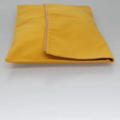 Pre-owned Hermes Hermès Yellow Canvas Clutch Bag ()