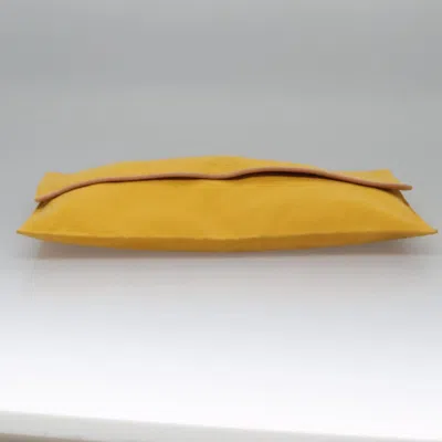 Pre-owned Hermes Hermès Yellow Canvas Clutch Bag ()