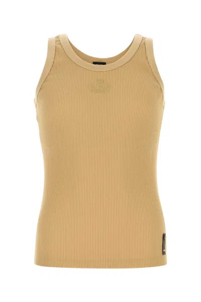 Fendi Ribbed Crew Neck Crest Tank Top In Juta