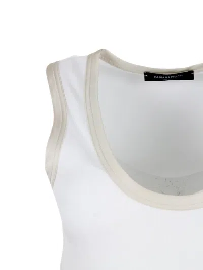 Fabiana Filippi Ribbed Tank Top With Scoop Neckline In White