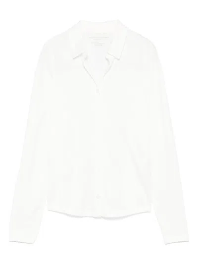 Majestic Filatures Long-sleeved White Shirt With Classic Collar In White